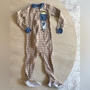 Carter’s Brown W/ blue striped monster 1 piece pajamas, NEW 2T